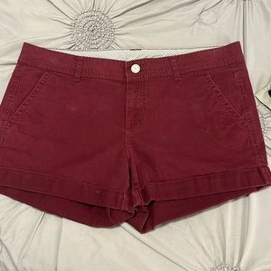 100% cotton burgundy shorts